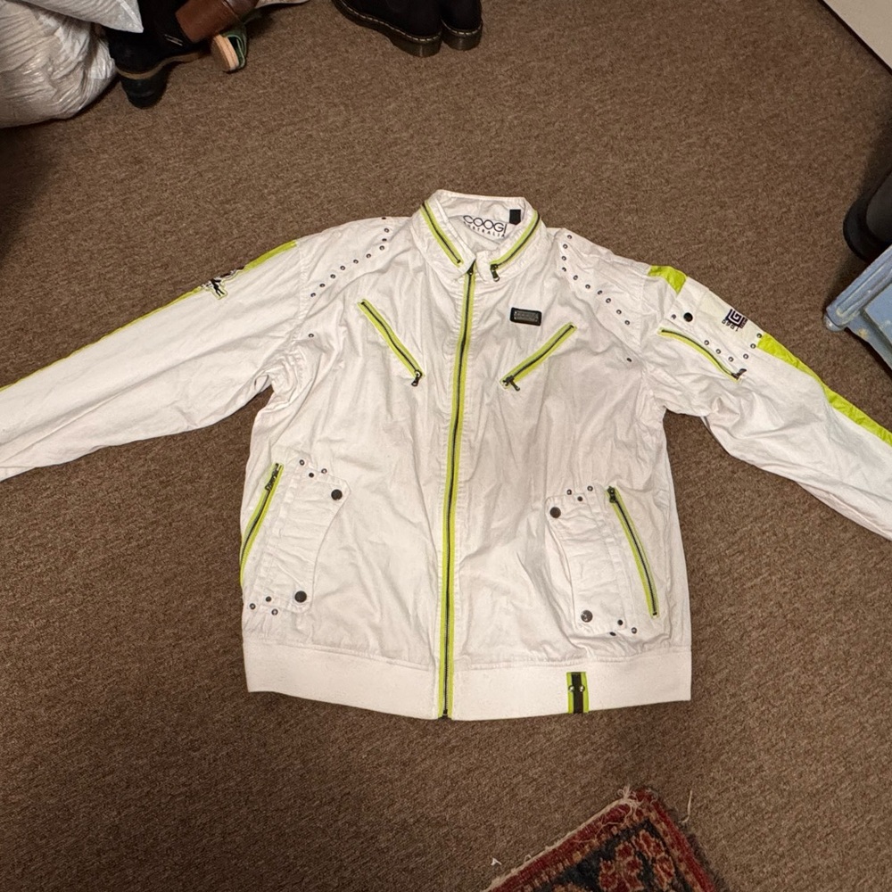 COOGI Green and White Lightweight Bomber Jacket